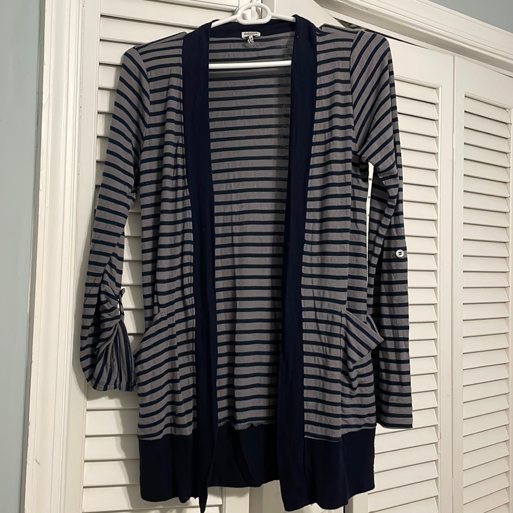 Anthro splendid brand blue and gray striped cardigan